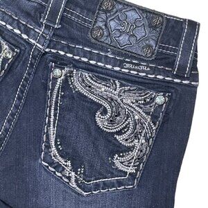 Miss Me Dark Blue Skinny Jeans with Silver Embellishments